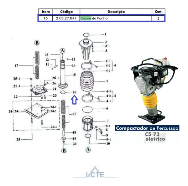 Kit Coxim Do Punho Compactador Csm Cs-55/70/73/78 - Imagem 10