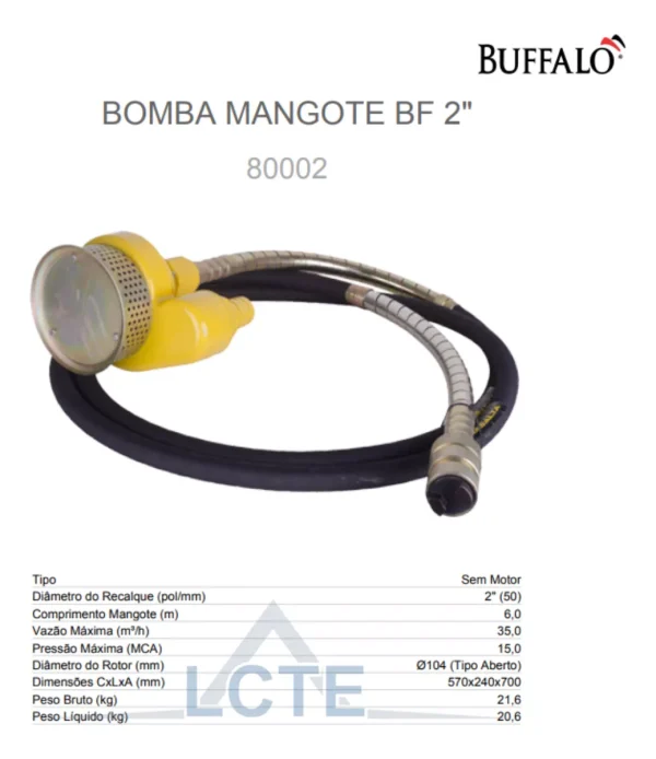 Bomba Submersível De Mangote 2 Pol 6 Metros Buffalo 80002 - Imagem 3