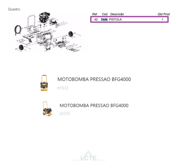 Pistola P/ Motobomba Pressão Bfg 4000 Buffalo Original 7408 - Imagem 3