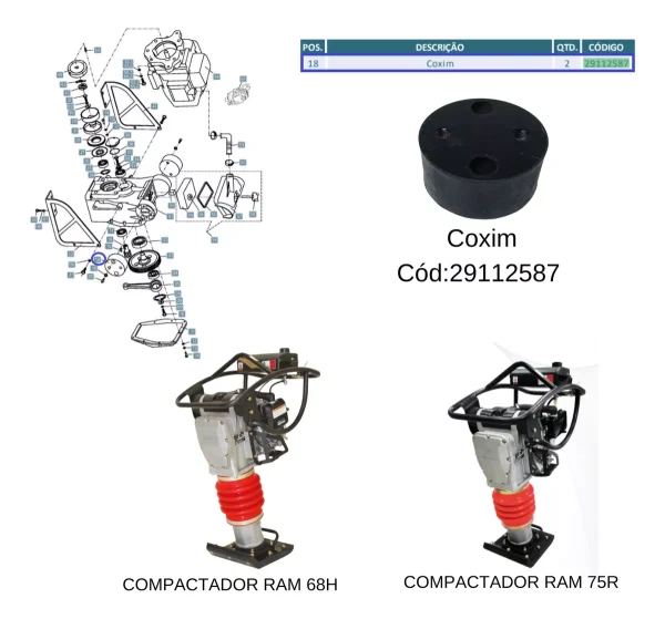 2x Coxim Para Compactadores Ram 68h/75r Menegotti - 29112587 - Imagem 4