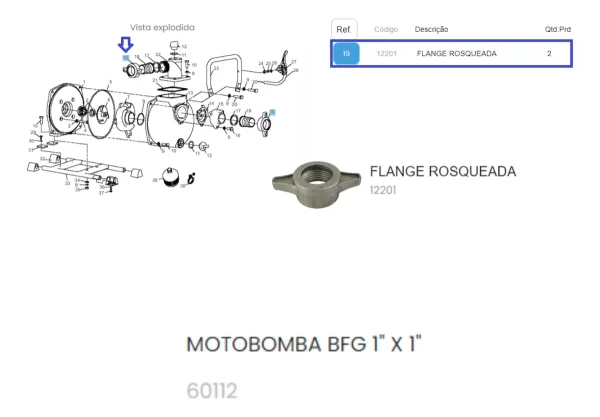 Flange Rosqueada Da Motobomba Bfg 1 X 1 Buffalo - 12201 - Imagem 4