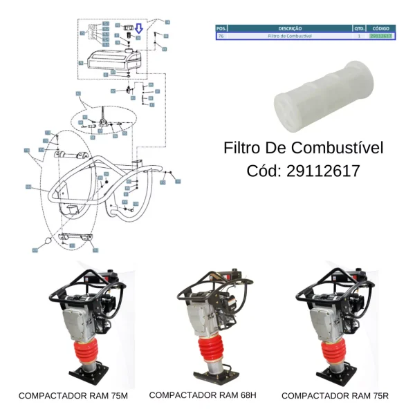 Filtro De Combustível Compactador De Solo Ram 75r Menegotti - Imagem 5