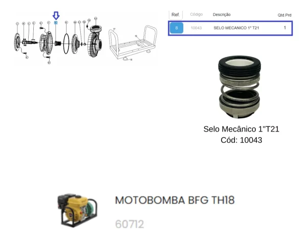 Selo Mecânico 1 T21 Motobomba Bfg Th18 2 X 1½ Buffalo 10043 - Imagem 5