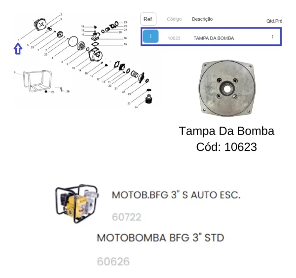 Tampa Da Bomba P/ Motobomba Bfg 3 S Auto-escorvante - 10623 - Imagem 6
