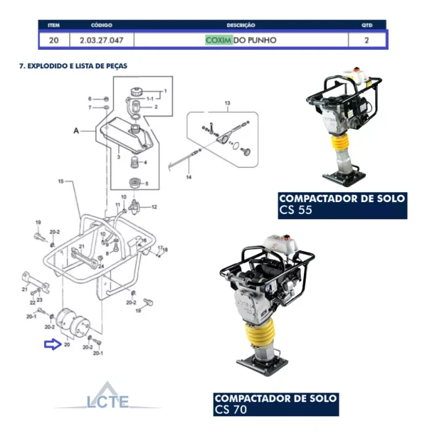 Kit Coxim Do Punho Compactador Csm Cs-55/70/73/78 - Imagem 9